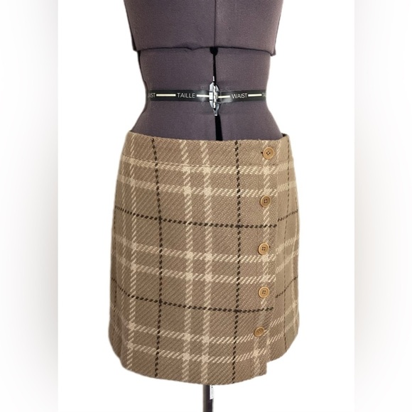 J Crew Vtg Y2K Plaid Mini Skirt 8 Runs Small Wool Blend A-Line Preppy Academia - Picture 1 of 9